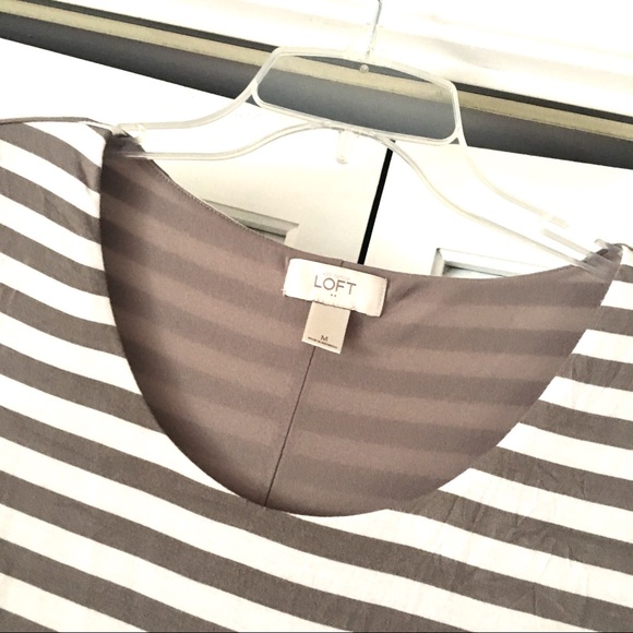 LOFT Striped Full Skirt White Brown DREES - Picture 3 of 8